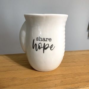 White Share Hope mug, ribbed glass coffee mug NWOT GiftCraft